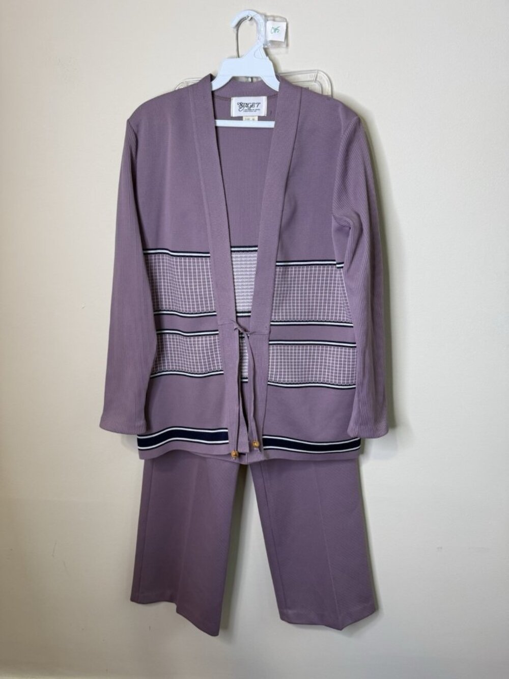 Vintage 70s Pant Suit Set 2 Piece Pants Vest Wide Leg Disco Hippy USA